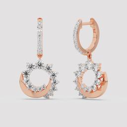 Crescent Moon Hoop Drop Earrings