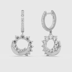 Crescent Moon Hoop Drop Earrings