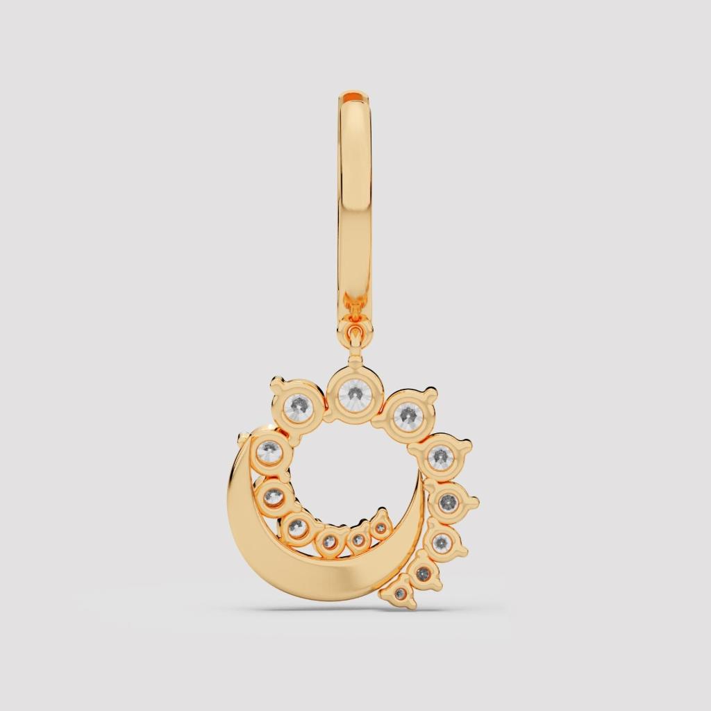 Crescent Moon Hoop Drop Earrings