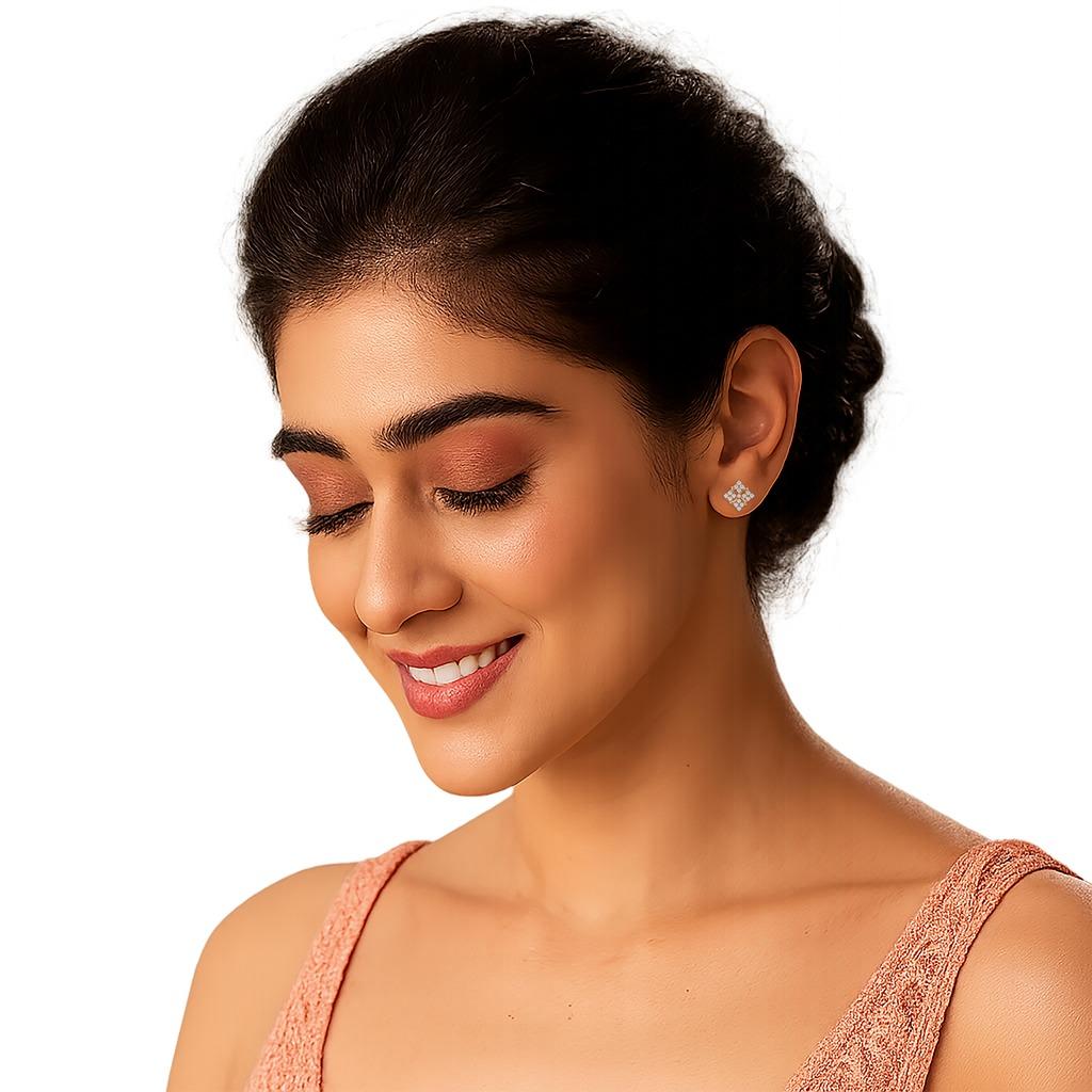 Floral Diamond Cluster Earrings