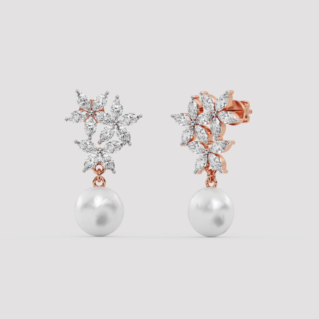 Floral Pearl Drop Earrings