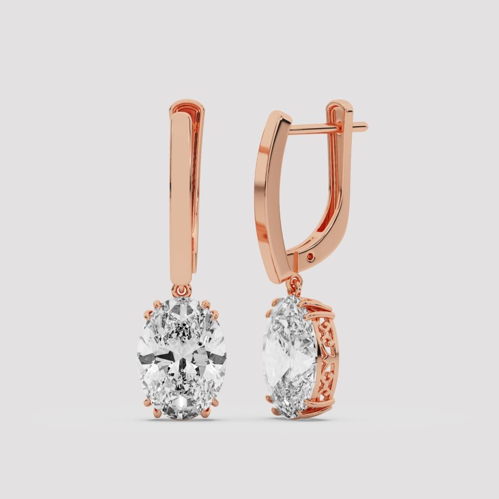 Oval Diamond Drop Earrings