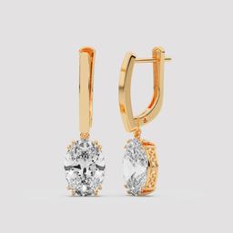 Oval Diamond Drop Earrings