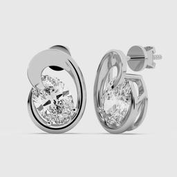 Oval Diamond Teardrop Studs