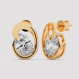 Oval Diamond Teardrop Studs