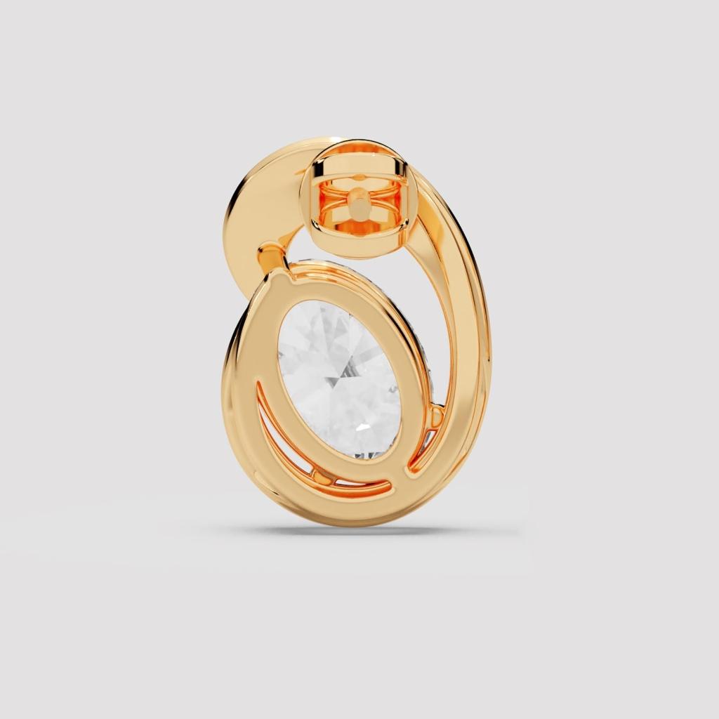 Oval Diamond Teardrop Studs