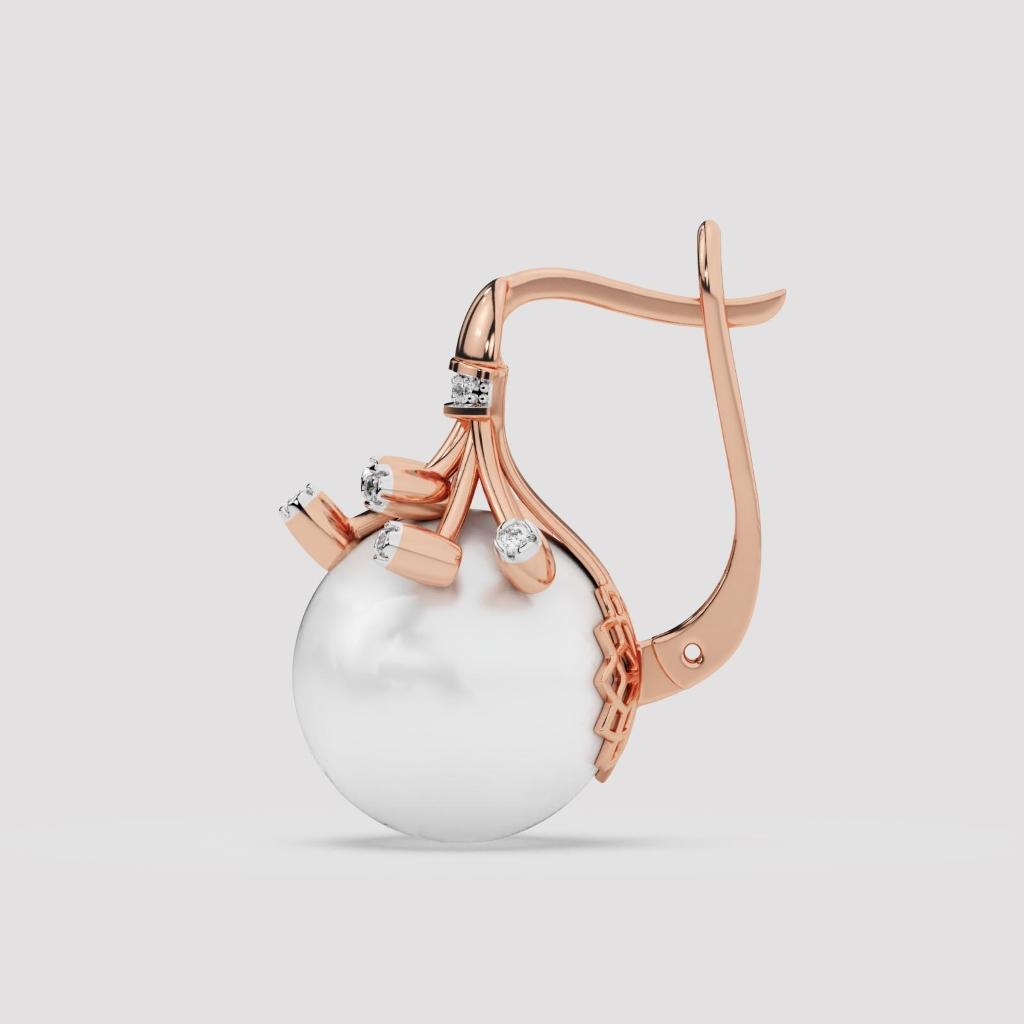 Pearl Diamond Crown Earrings