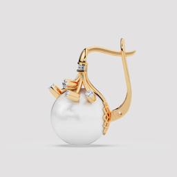 Pearl Diamond Crown Earrings