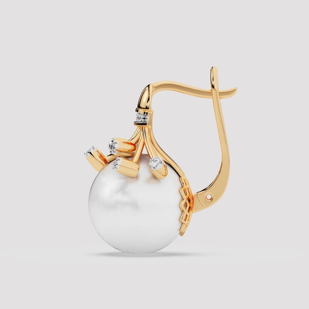 Pearl Diamond Crown Earrings