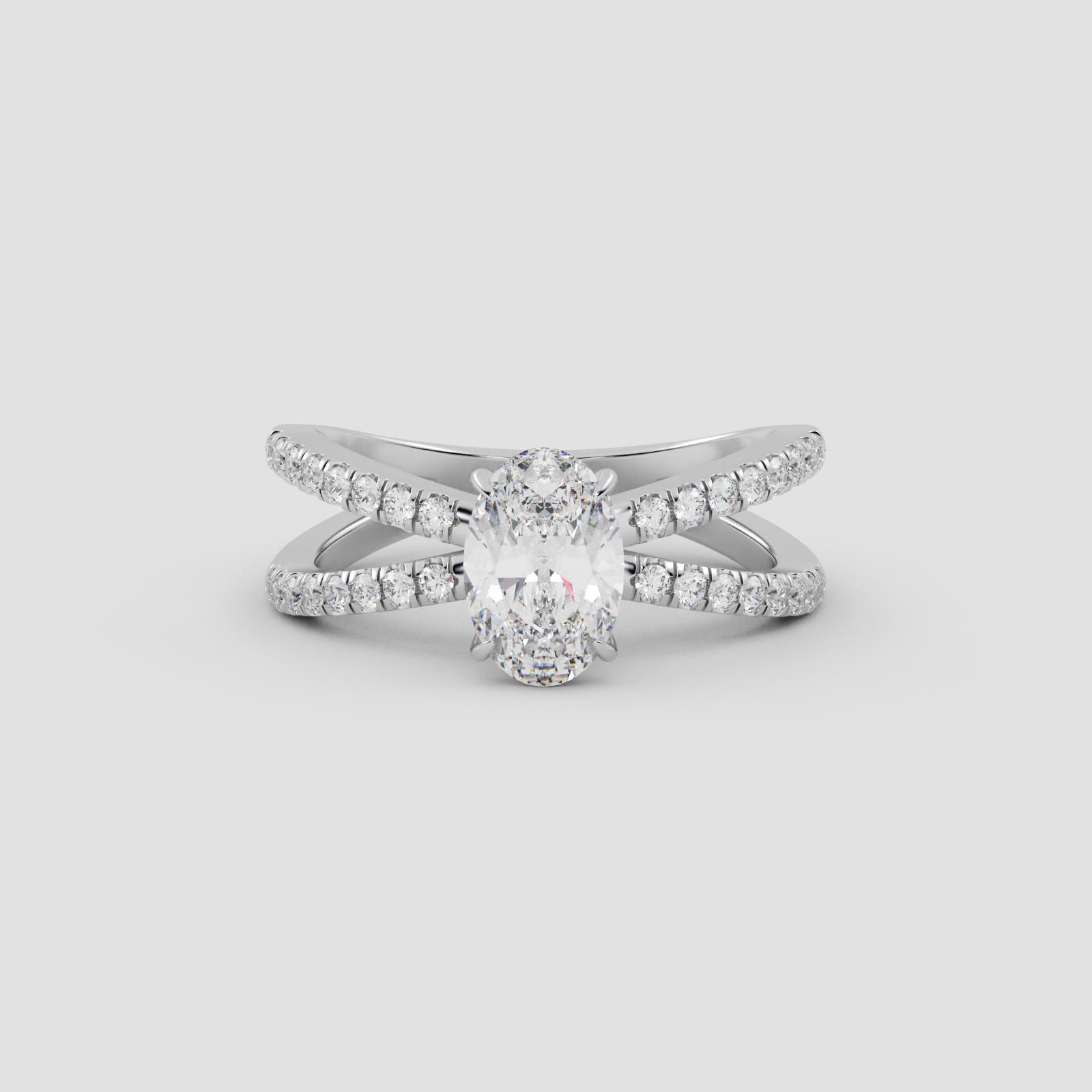 Radiant Crossover Solitaire Ring