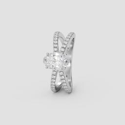 Radiant Crossover Solitaire Ring