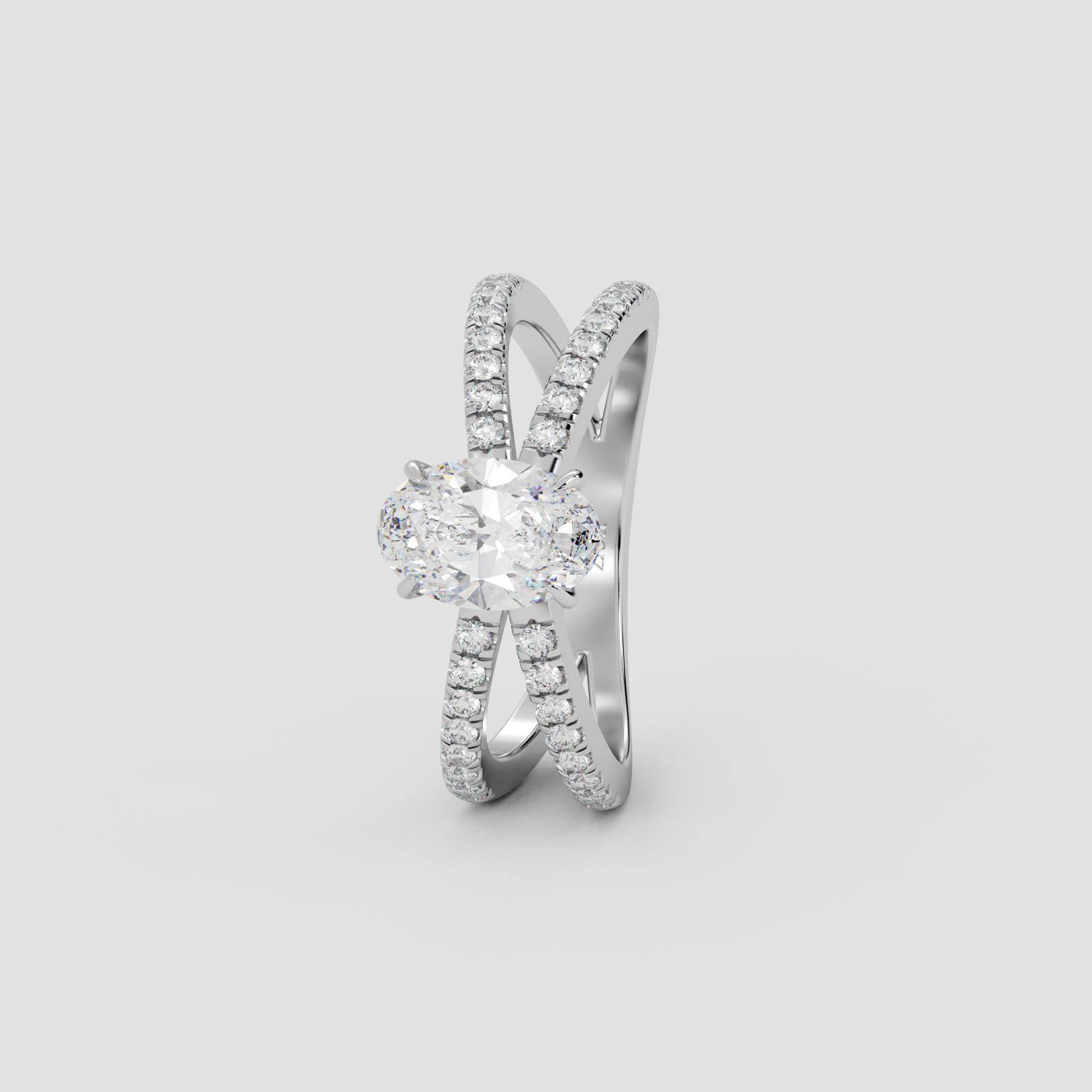 Radiant Crossover Solitaire Ring