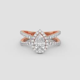 Radiant Pear Halo Ring
